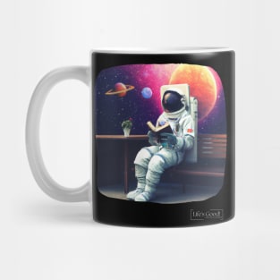 an astronaut reading a book Mug